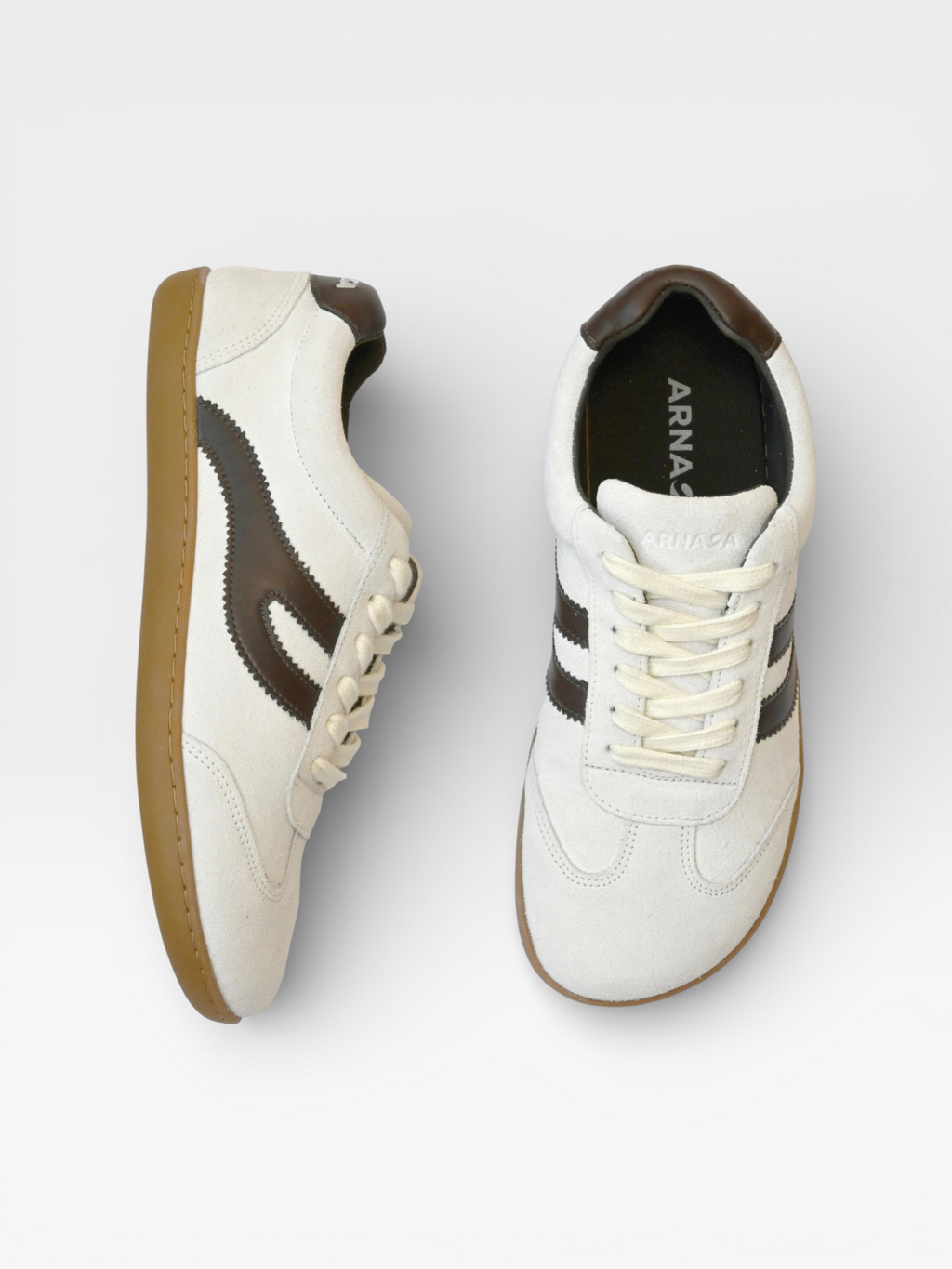 Par de zapatillas barefoot Atlantic Mist blanco niebla, vista frontal oblicua — ARNASA