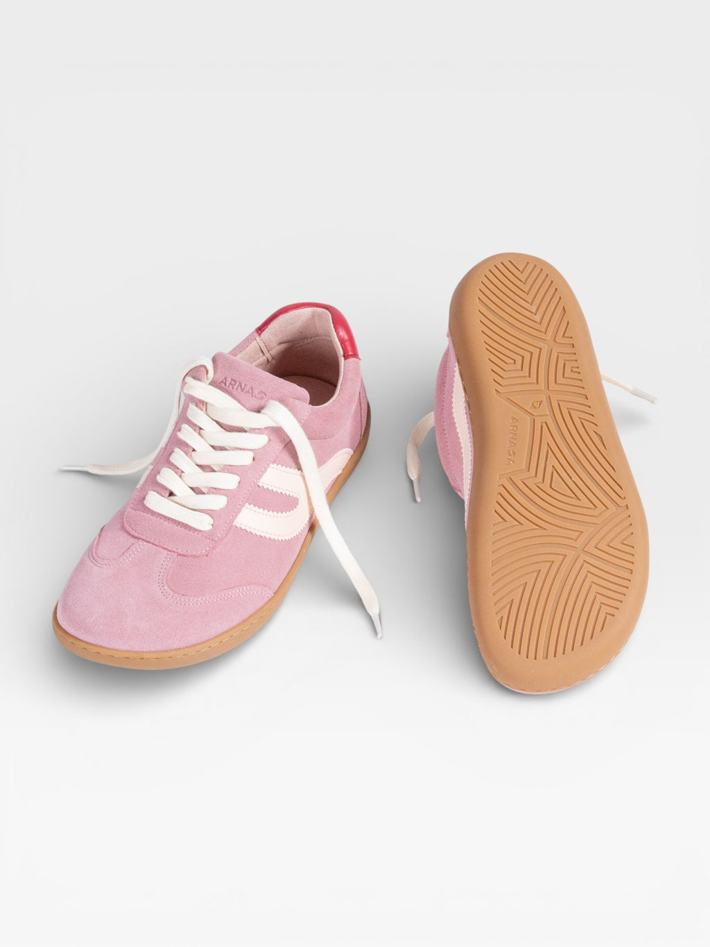 Zapatilla barefoot Atlantic Bloom rosa empolvado, vista superior y suela zero drop — ARNASA